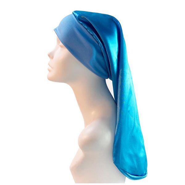 

beanie/skull caps wide brim long cap imitating silk print stretch nightcap hair braid care hat, Blue;gray