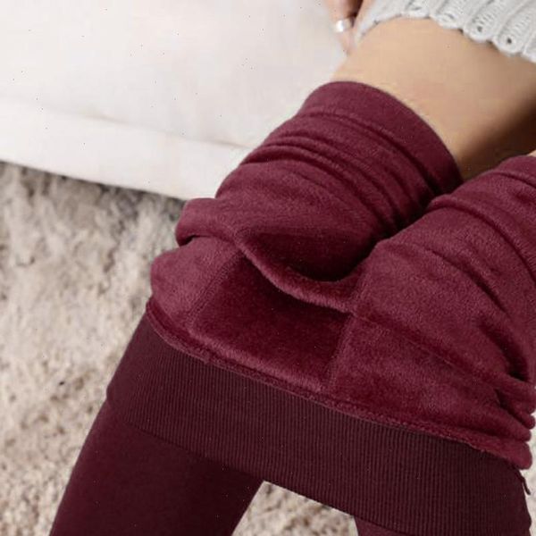 

8 colors s  winter plus cashmere leggings woman casual warm size faux velvet knitted thick slim super elastic leggings, Black