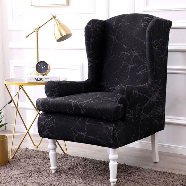 

spandex printed wing chair cover removable elastic wingback chair slipcover armchair covers for l wedding living room nordic