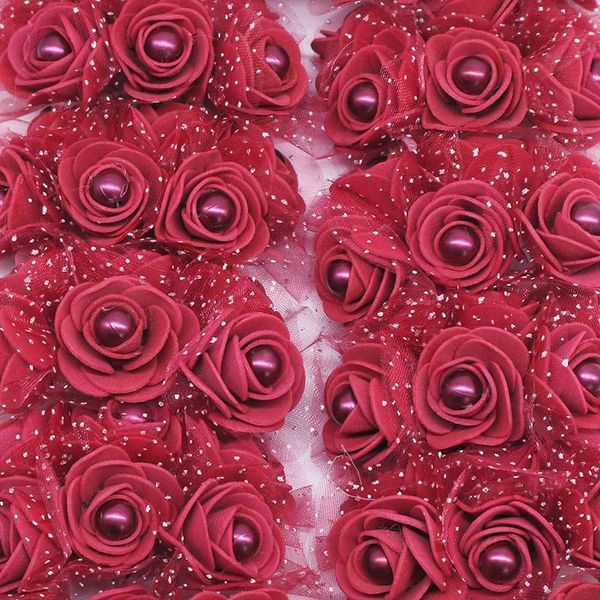 

decorative flowers & wreaths 24pcs 3cm foam mini rose head pearl bead artificial for wedding decoration diy bride wreath home decor fake flo