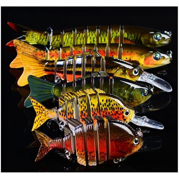 

trolling dive musky crankbaits set 6sizes 3d eyes swing swimming mutil-jointed laser jllowm ladyshome