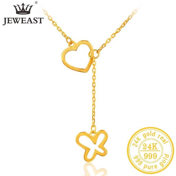 

chains jlzb 24k pure gold necklace real au 999 solid chain beautiful upscale trendy classic party fine jewelry sell 2021, Silver