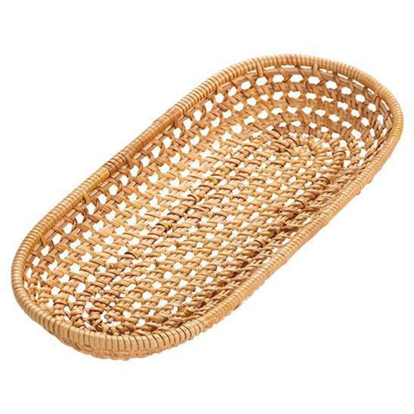 

storage baskets handmade rectangular bamboo woven fruit vegetable basket net wicker picnic tray food bread dishes multipurpose drying