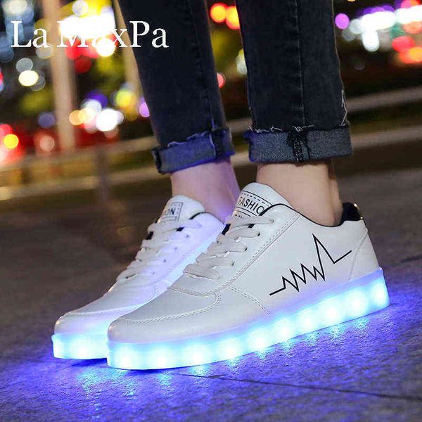 

size 30-44 luminous sneakers for children usb charge women led shoes glowing girls sneakers kids light up shoes led slippers g1210, Black;red