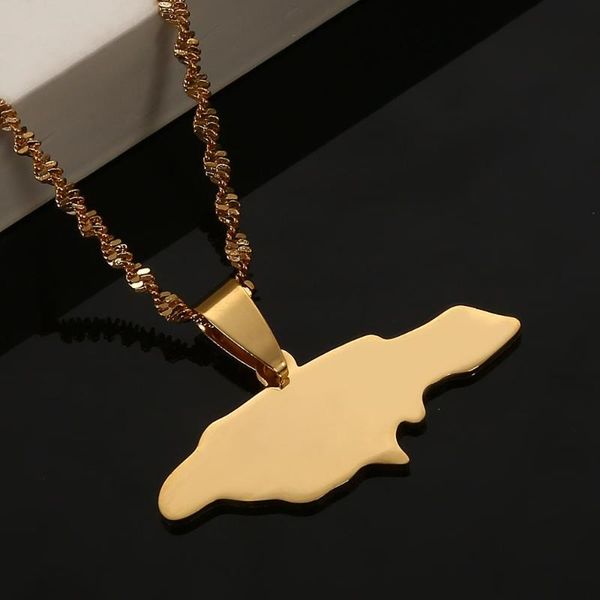 

pendant necklaces stainless steel gold color jamaica map jamaican chain jewelry, Silver