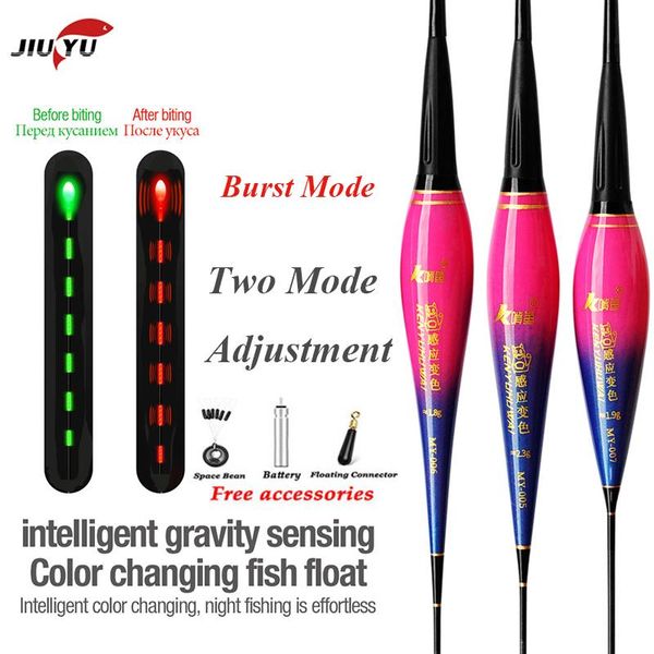 

jiuyu smart led light fishing float gravity sensor flash fish bite remind buoy glowing electric fishing smart float with battery