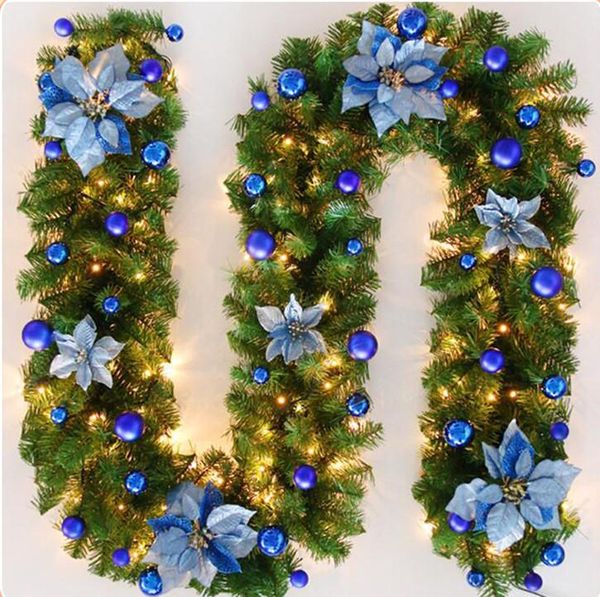 

decorative flowers & wreaths 2.7 meters christmas led rattan garland green artificial xmas tree banner decoration wreath