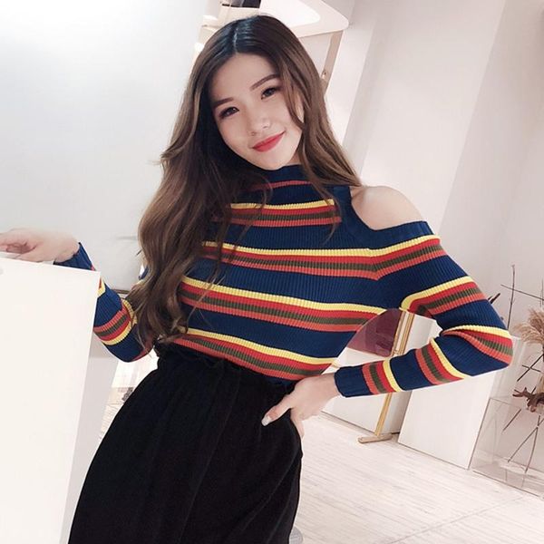 

women's sweaters pull femme women winter sweater off-shoulder female knitted pullover tricot jersey jumper, White;black
