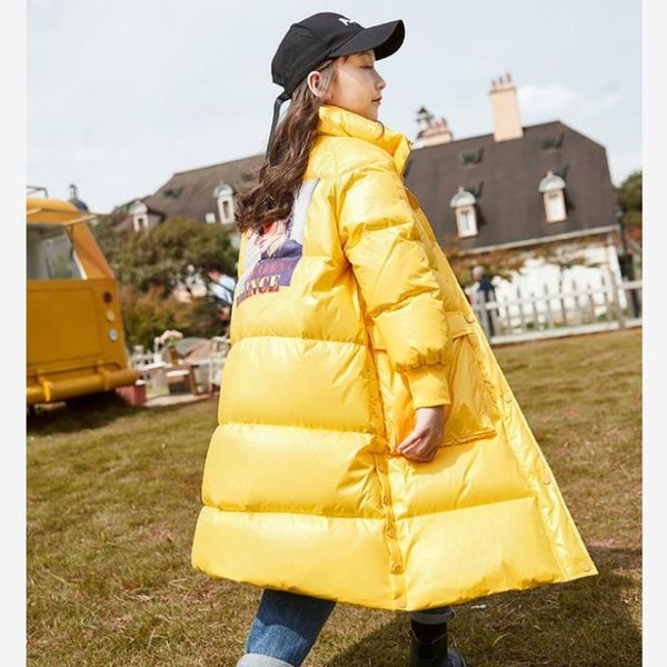 

down coat 10-16year winter girls thicker warm print oversize outerwear 90% white duck jackets for cold weather a753, Blue;gray