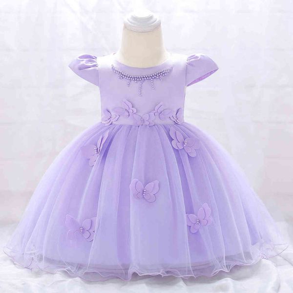 Bambino Butterfly Battesm Dress Dress Birthday Dress per 1 anno Baby Girl Vestiti Party Wedding Damigella d'onore Principessa Dress Vestidos G1129