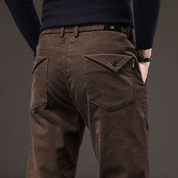

corduroy autumn and winter thick straight tube casual flannel work fashion loose men's pants, Black