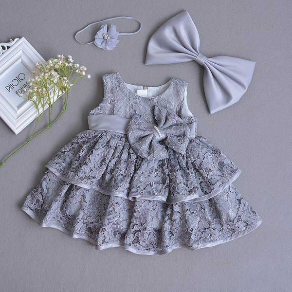 Einzelhandel Blumenmädchen Spitzenkleid Baby Ärmellose Schleife Erster Geburtstag Party Hochzeit Taufkleid Kinderkleidung E1005 210610