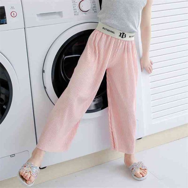 

kids wide leg pants girls sweatpants children casual chiffon letter print elastic waist pleated trousers, Blue
