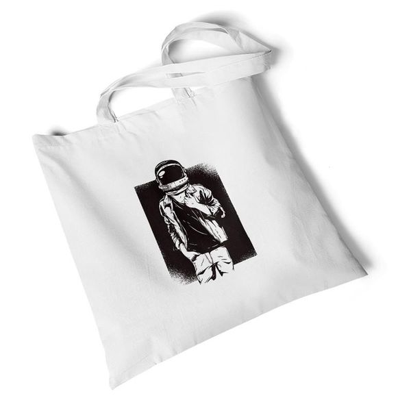 

shopping bags fashion astronauts print women canvas bag foldable reusable large original storage travel handbag shoulder