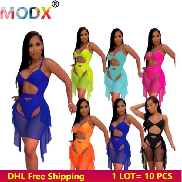 

women's swimwear plus size 2xl women bikini sets two piece jumpsuits+shorts hollow out bathing suits summer clothing 5187, White;black