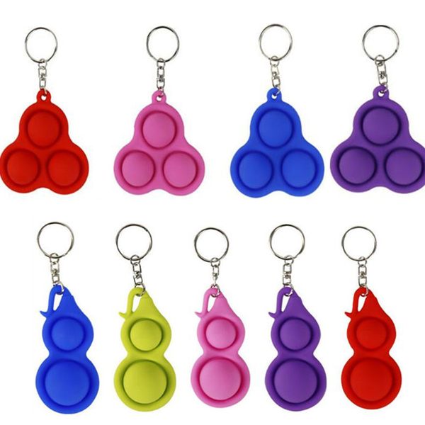 

3 2 balls simple dimple push pop it keychain silicone sensory fidget toy stress bubble relief table game toys h250fb, Red;brown