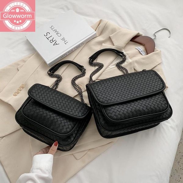 

autumn and winter new ladies shoulder bag fashion woven handbags pure color luxury designer handbags casual messenger bag