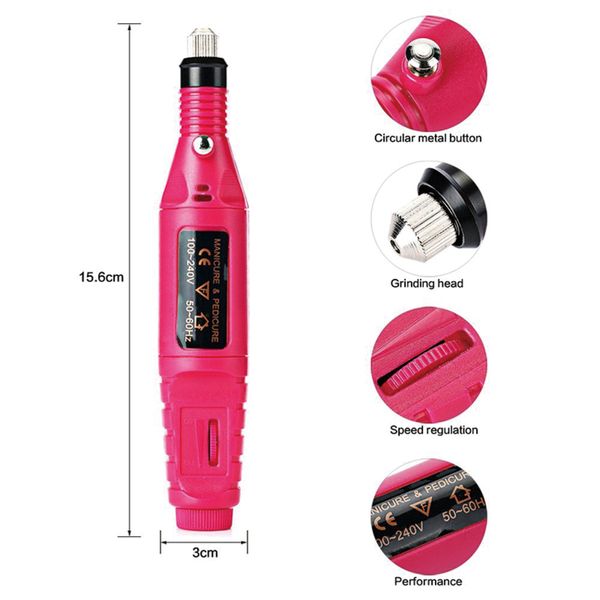 

1set pro electric drill kit efficient grinding nail art pen pedicure polishing manicure machine 15000rpm remove gel