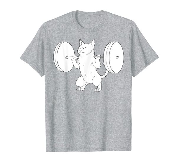 

cat squat powerlifting t-shirt cute, White;black