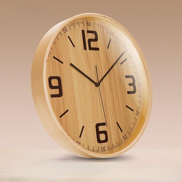 

wall clocks modern simple solid wood clock wooden household living room creative art decoration silent quartz decor
