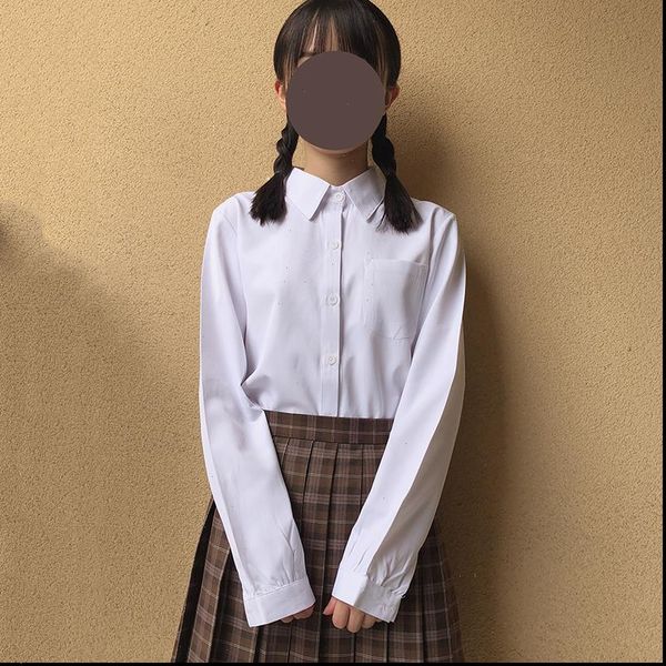 

japanese high school uniform pointed collar square collar long sleeved solid white shirt for anime cosplay xs xxxl 5xl
