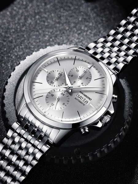 

wristwatches watch men's luminous trend student automatic multi-function mechanical waterproof refined steel, Slivery;brown