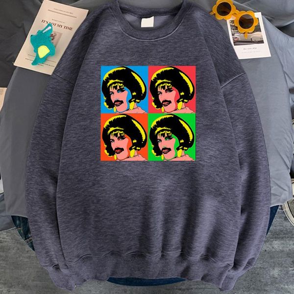 

men's hoodies & sweatshirts fashion woman print fleece soft loose pocket man sweatshirt hip hop crewneck kpop streetwear men clothing, Black