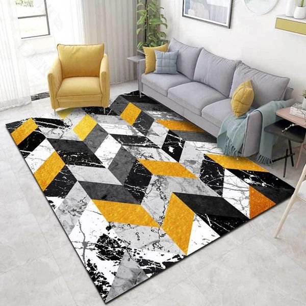 

retro modern tapete living room carpets marble yellow gray geometric pattern bedroom bedside kids play tent non-slip floor mats