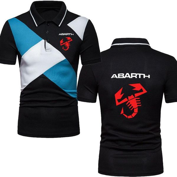 

men's polos t-shirt cotton short sleeve suits shirt abarth logo print business breathable, White;black