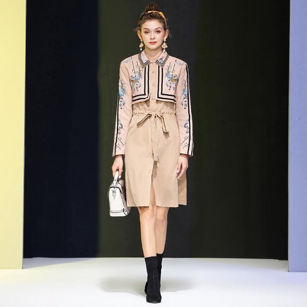 

casual dresses designer autumn diamond-studded lapel print vintage shawl fake two-piece slim single breasted fashion midi women's dress, Black;gray