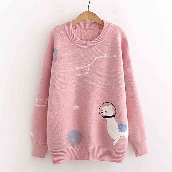 

women's sweaters azyt female sweater autumn , japanese cute cartoon print, soft mesh, student sweatshirt 10nd, White;black