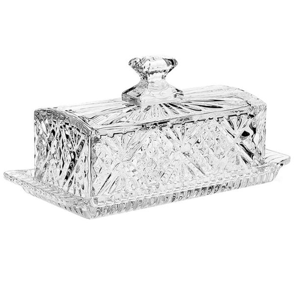 

dishes & plates 1pc butter box glass dish with lid container delicate keeper