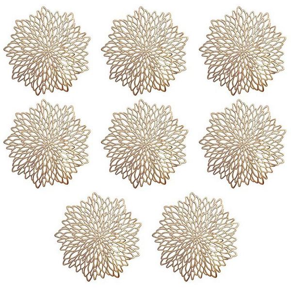 

mats & pads 8 pcs golden round placemat, pvc cutout table placemat for christmas, wedding, banquet, restaurant, el