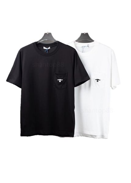 

luxury 22 designer prad mens t shirt spring summer couples short-sleeved chest pockets budge black white soft skin-friendly and elastic s-xl, White;black