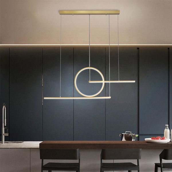 

chandeliers modern minimalist chandelier led black&gold color ring for living room dining coffee home decoration light