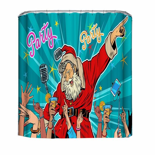 

shower curtains waterproof fabric santa claus curtain christmas decorations 2022 bathroom