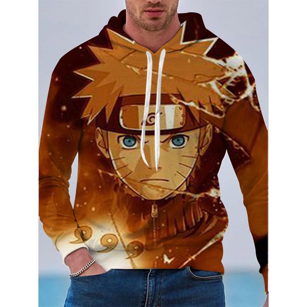 

japanese naruto pattern men is a 3d printed hoodie visual impact party punk goth round neck american sweater hoodie, Black