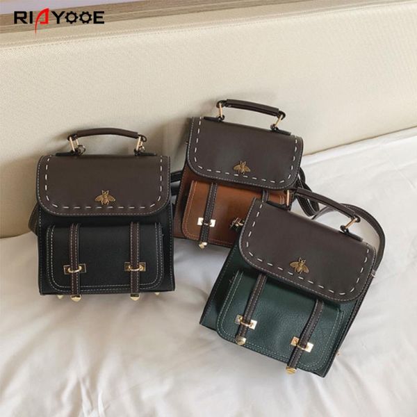 

outdoor bags riayooe women simple preppy style backpack soft pu leather ladies multifunctional girl shoulder