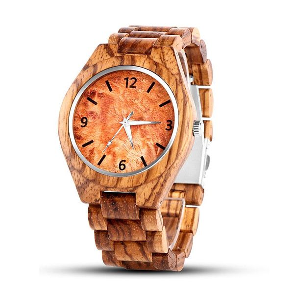 

wristwatches fashion wood watch full wooden men's men unique watches clock saat reloj hombre relogio montre, Slivery;brown