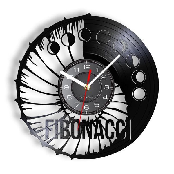 

wall clocks fibonacci spiral record clock sequence silent sacred geometry artwork math science proportion gift