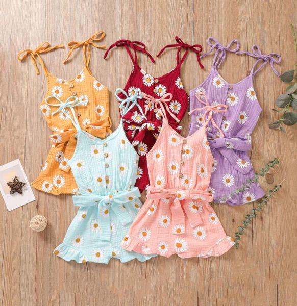 Mädchen Kleidung Druck Chrysantheme Overalls Sommer Gallus Hosenanzug Baumwolle Pullover Prinzessin Overall Weiche Und Bequeme Kleidung Für Baby wmq1282