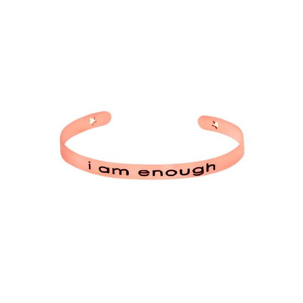

cuff l am enough lettering open bracelet fashion young stainless steel jewelry, White