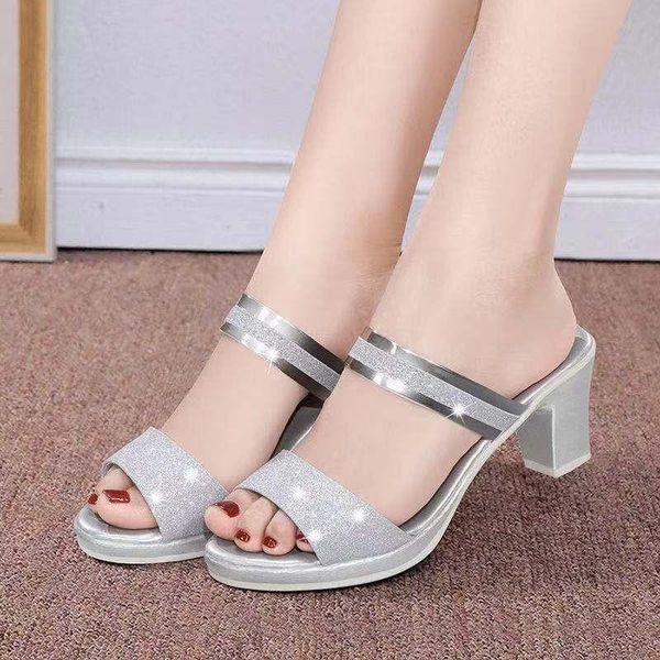

sandals peep toe low heels women thick heel mid-heel female 2021 summer lightweight shoes, Black