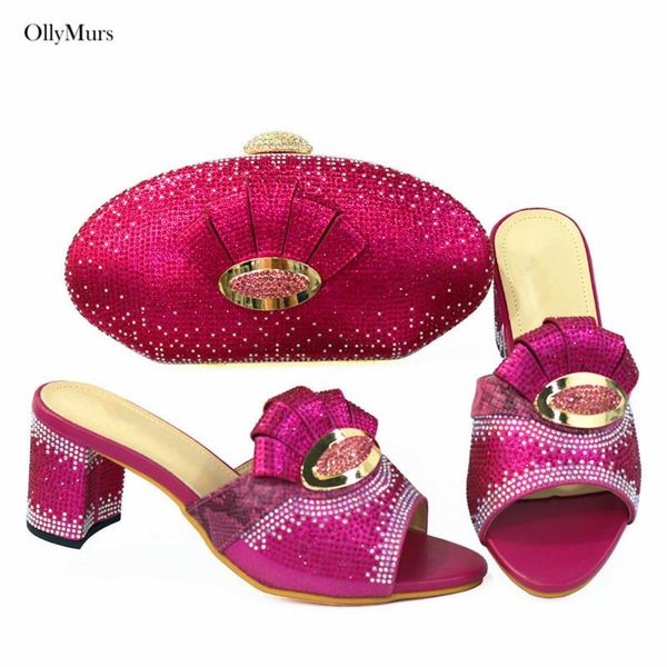 

dress shoes fashion wedding and bag set italian desgin fuchsia color women bags for celebration party, Black