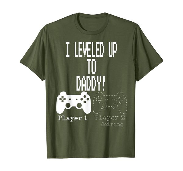 

i leveled up to daddy, new parent gamer t-shirt., White;black