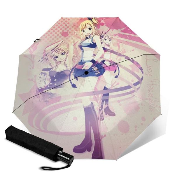 

umbrellas huazi classic animation wind proof automatic double person 3 fold 8 bone car umbrella fairy tail art man lady outdoor