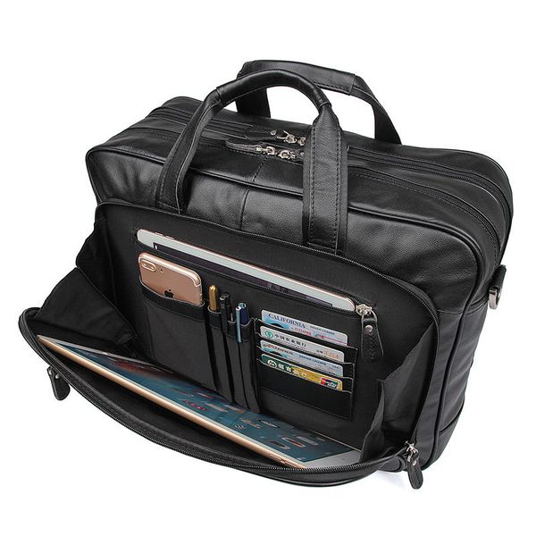 

men's original leather travel business briefcase lapcase portfolio shoulder messenger bags