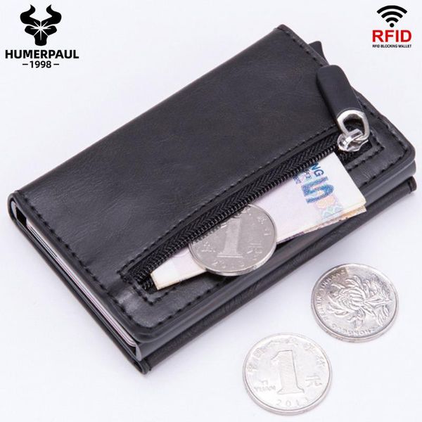 

wallets 2021 holder wallet men metal rfid bussiness aluminium bag with coin pocket pu leather bank cardholder case, Red;black