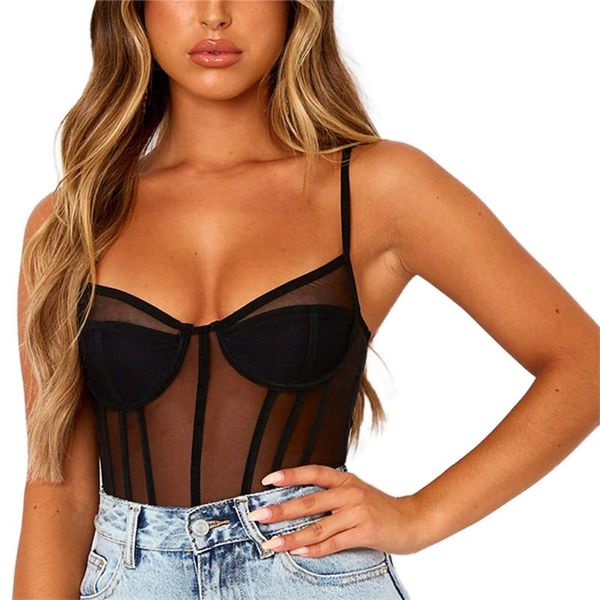 

body mechanics clothing women suspenders low-cut bodysuit perspective mesh nightclub rompers lady sleeveless bodysuits black whtie s