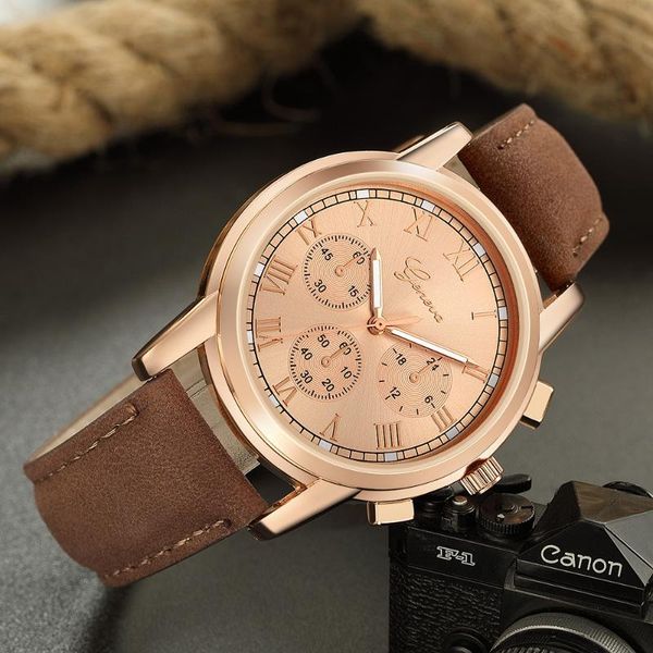 

wristwatches ladies sport watch luxury quartz military pu leather dial band wrist women creative female gift, Slivery;brown
